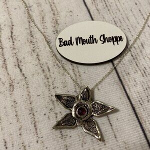 *Stranger Things Demogorgon Pink Rhodolite Garnet Sterling Silver Necklace